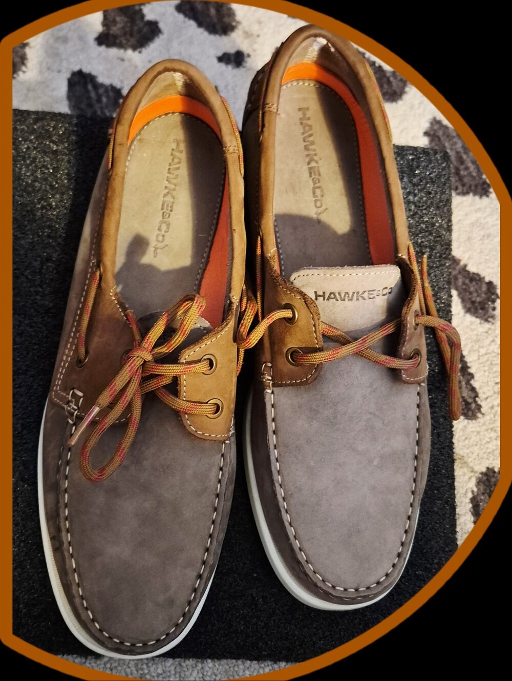 Hawke & Co. Genuine Nubuck LeatherMen's Laced Boat Shoes wCushioned Memory Foam